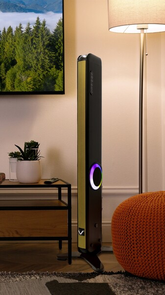 100W SIX-SPEAKER TOWER KARAOKE SYSTEM WITH 2 PRO WIRELESS MICROPHONES FOR SMART TV AND PHONE/TABLET